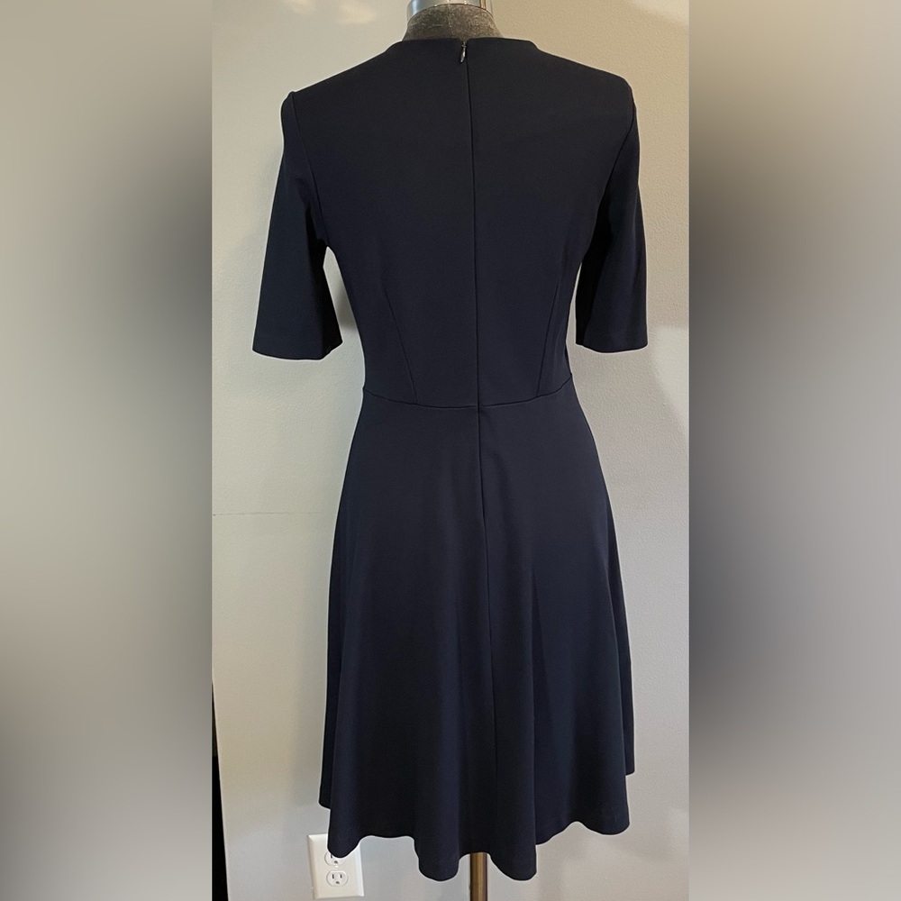 LK Bennett Navy Blue Casey Dress with Gold Buttons Size 6 - Picture 2 of 10